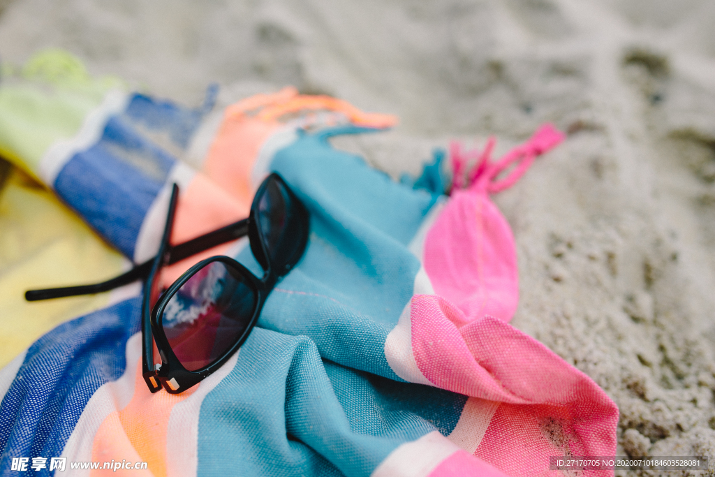 沙滩野餐垫摄影