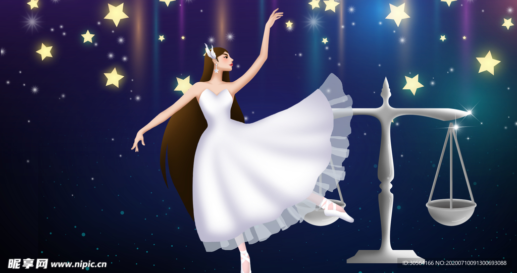 少女舞蹈天秤座星座人物背景素材