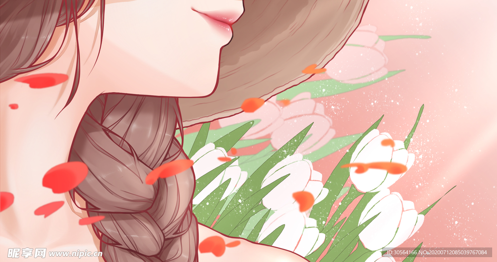 女性人物清新插画卡通背景素材