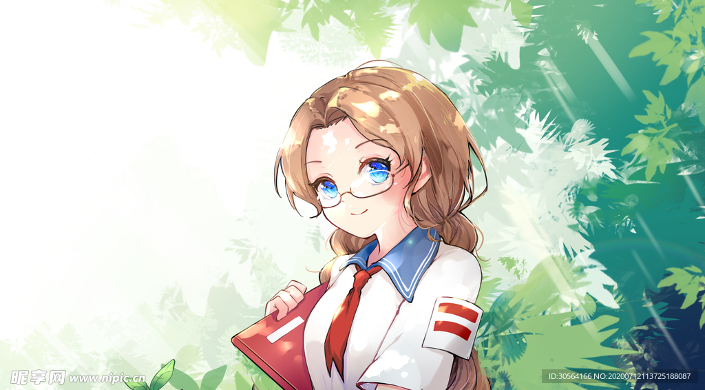 夏季少女人物清新插画卡通素材