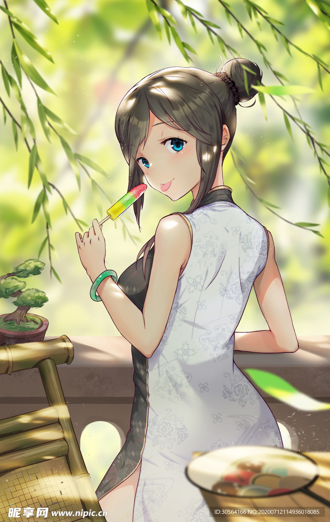 夏季少女人物清新插画卡通素材