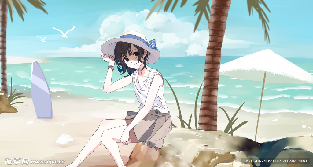 夏季少女人物清新海报素材