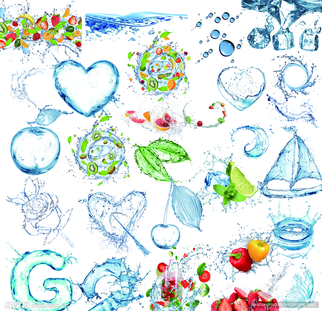 扣好的水滴 水珠 喷溅 水果