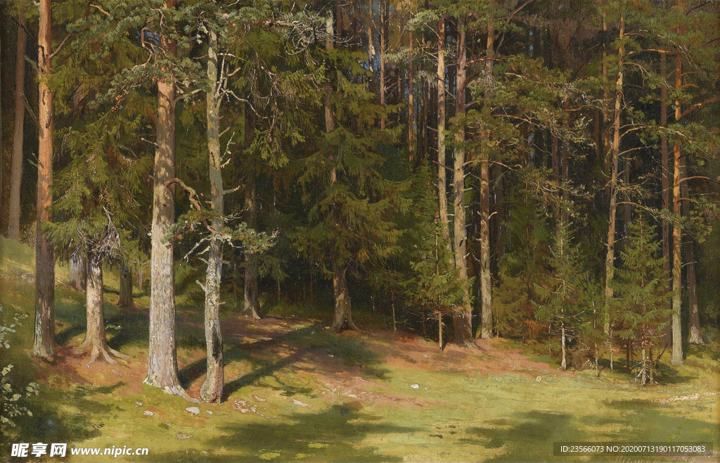 希施金树林风景油画