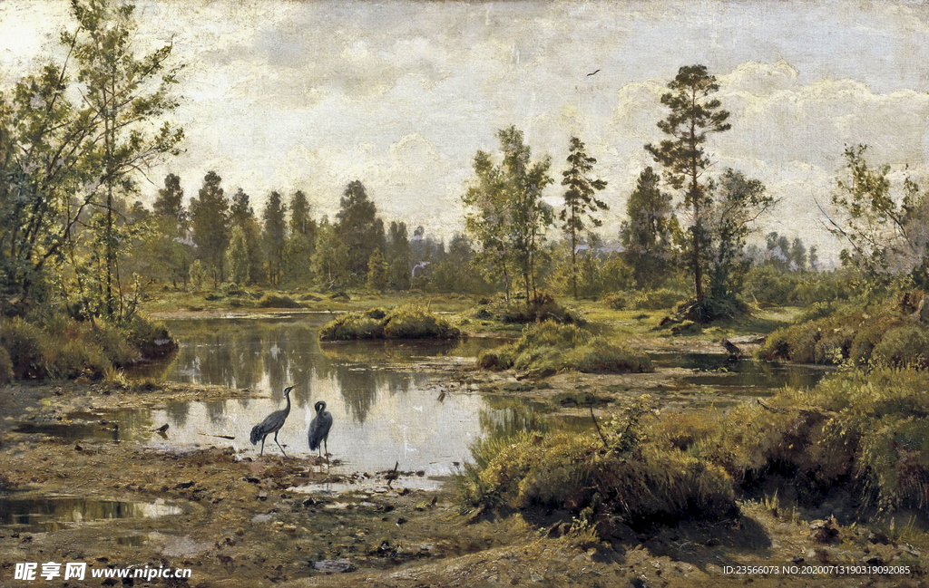 希施金树林风景油画