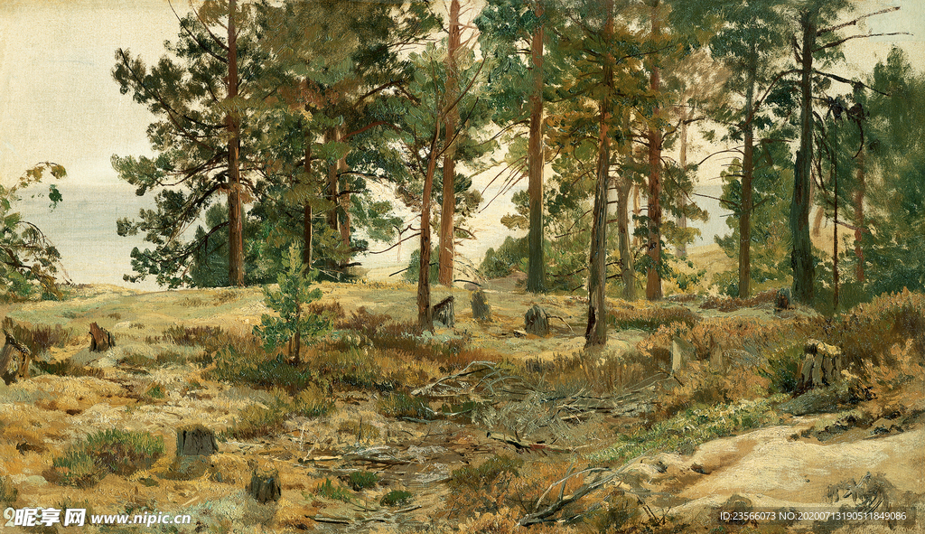 希施金树林风景油画