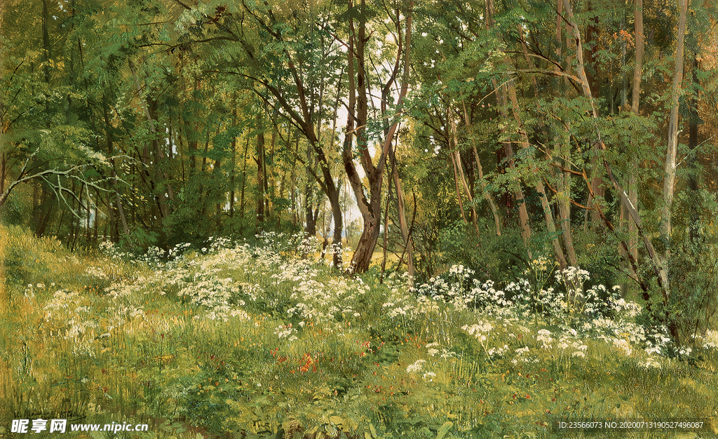希施金树林风景油画