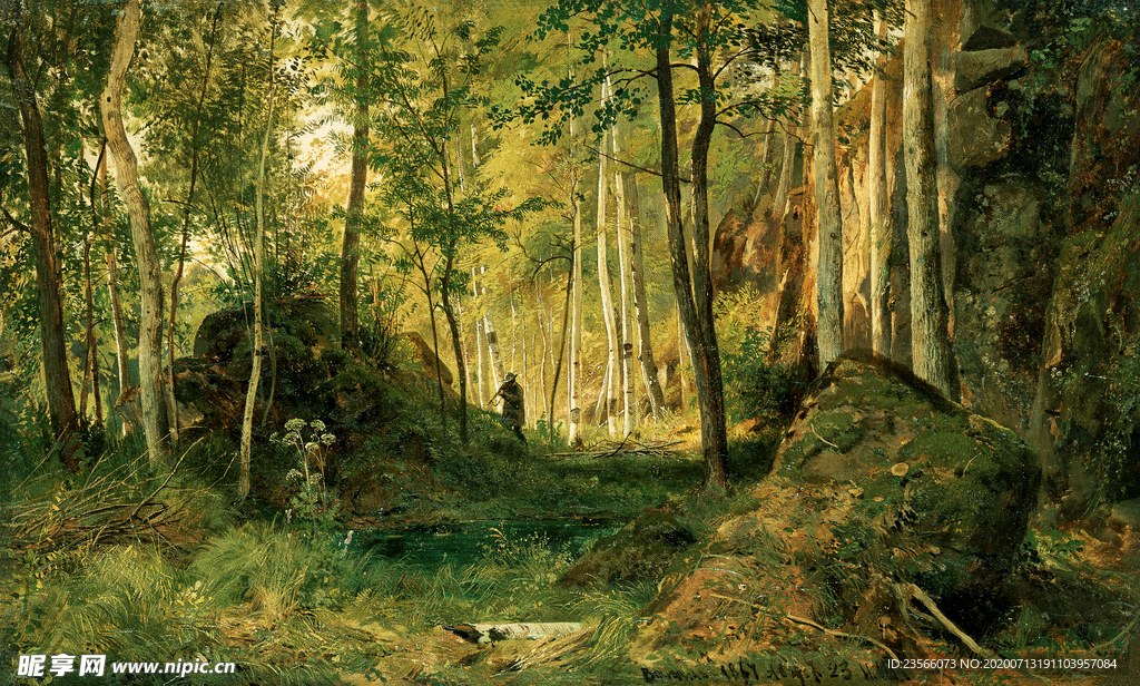 希施金树林风景油画