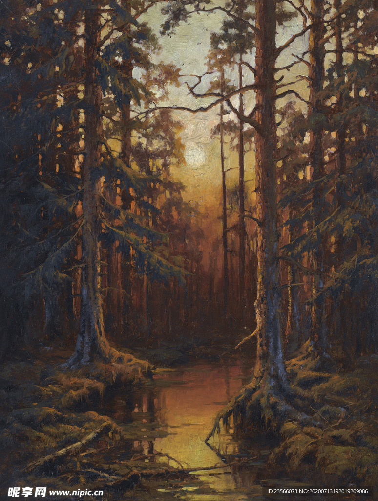 希施金树林风景油画