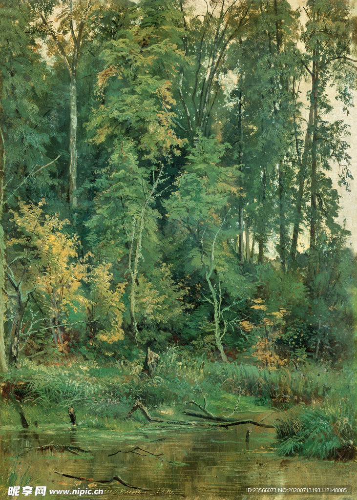 希施金树林风景油画