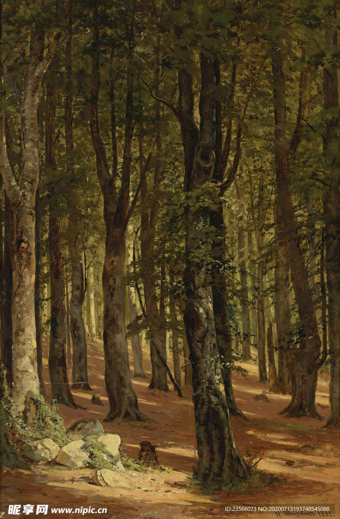 希施金树林风景油画