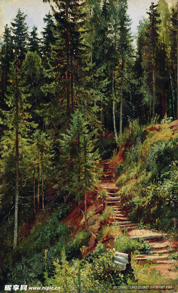 希施金树林风景油画