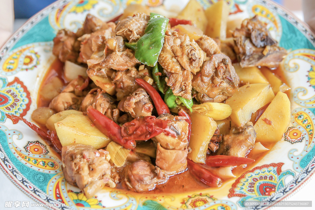 大盘鸡美食食材餐饮背景素材