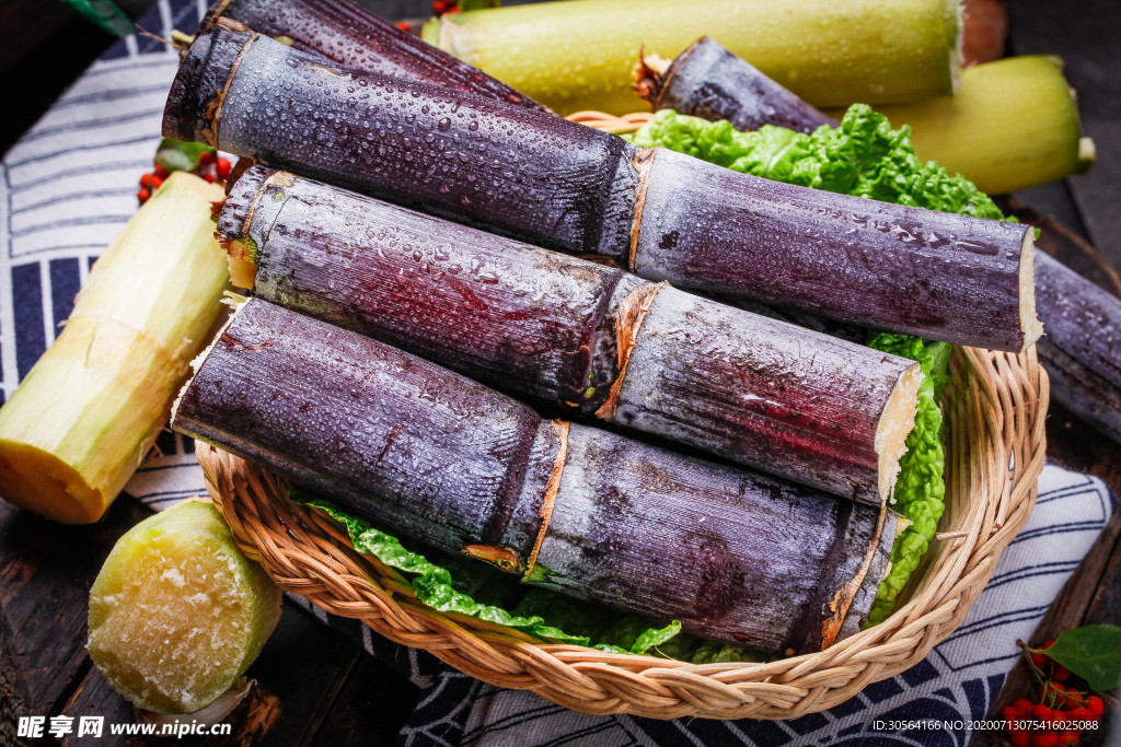 甘蔗水果超市竹筐背景素材