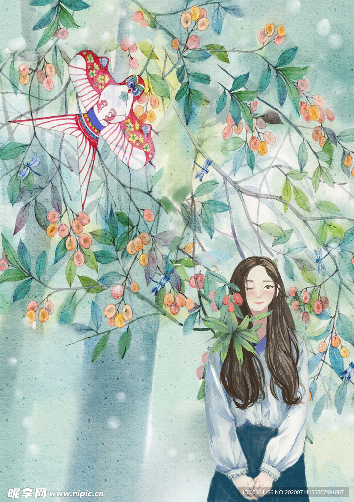 人物女性清新插画卡通素材