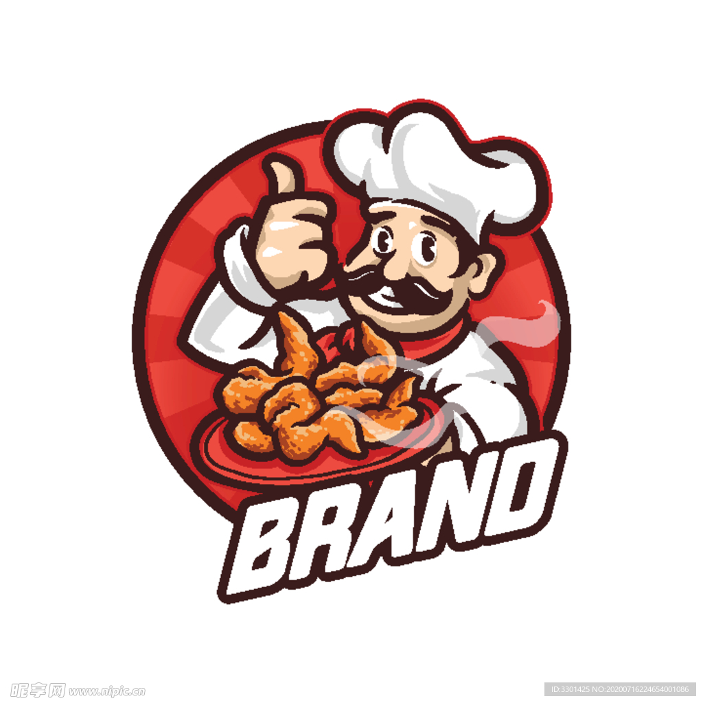 厨师吉祥物标志插图