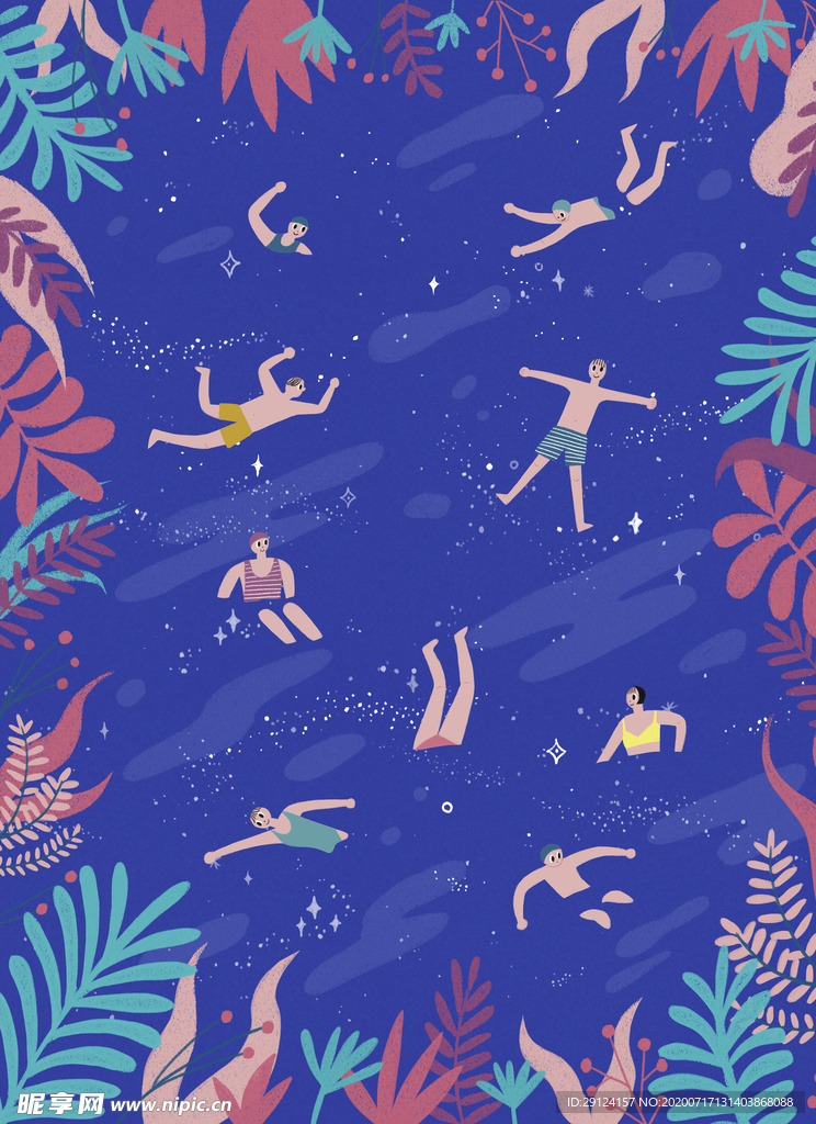 游泳插画
