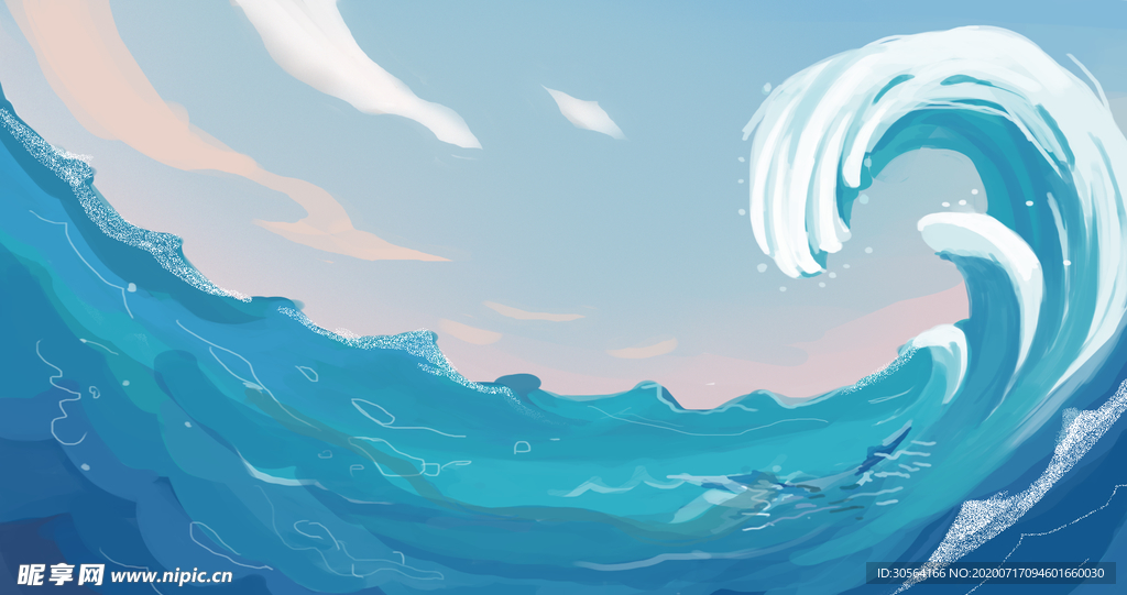 波浪波纹插画卡通背景素材