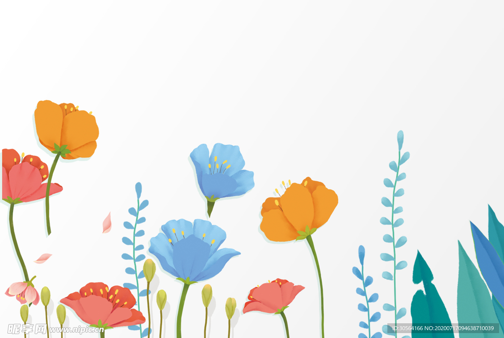 花朵边框底纹插画卡通背景素材