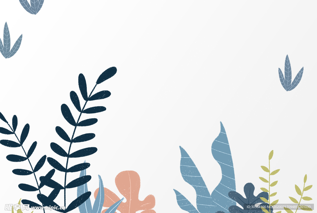 树叶底纹插画卡通背景素材