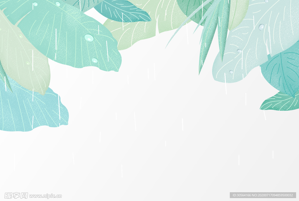 绿色树叶底纹插画卡通背景素材