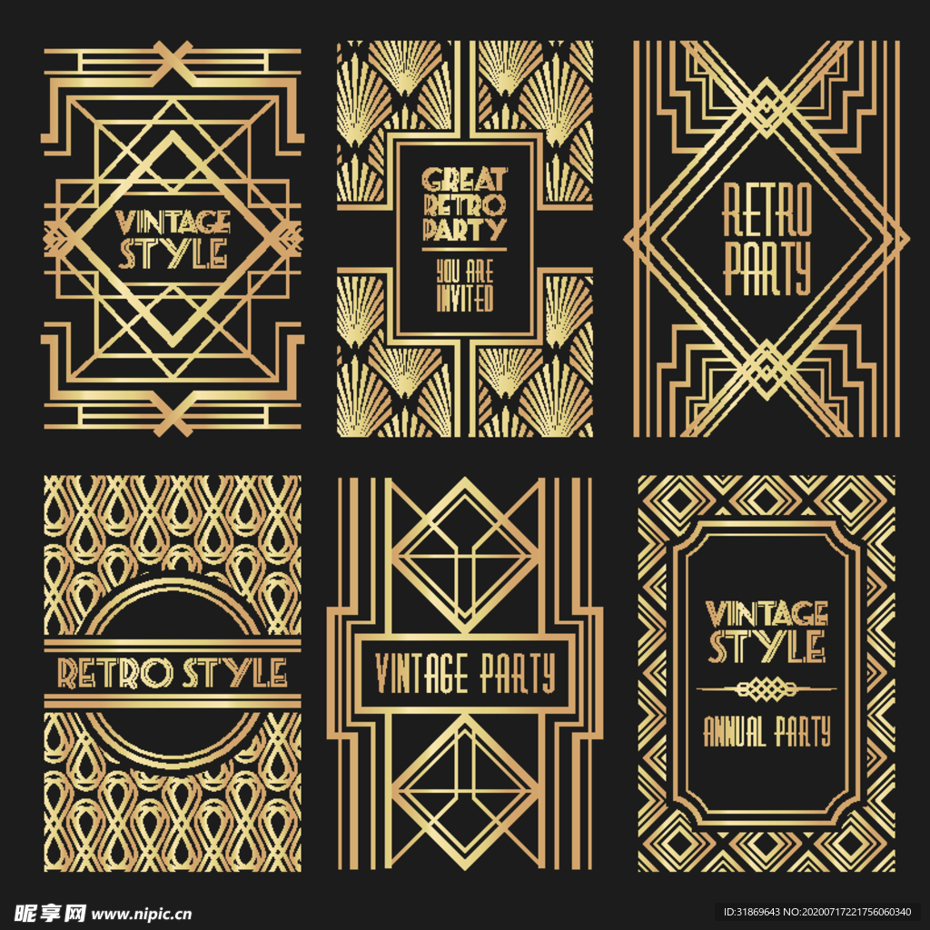 矢量金色中式欧式花纹图片