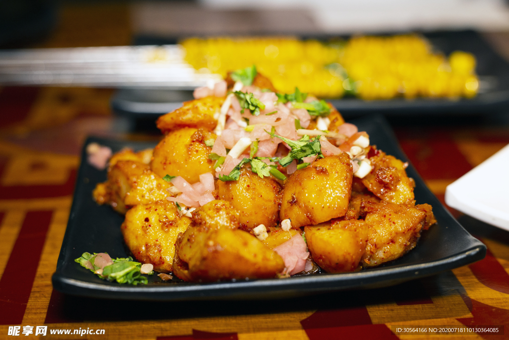 铁板土豆美食食材背景素材