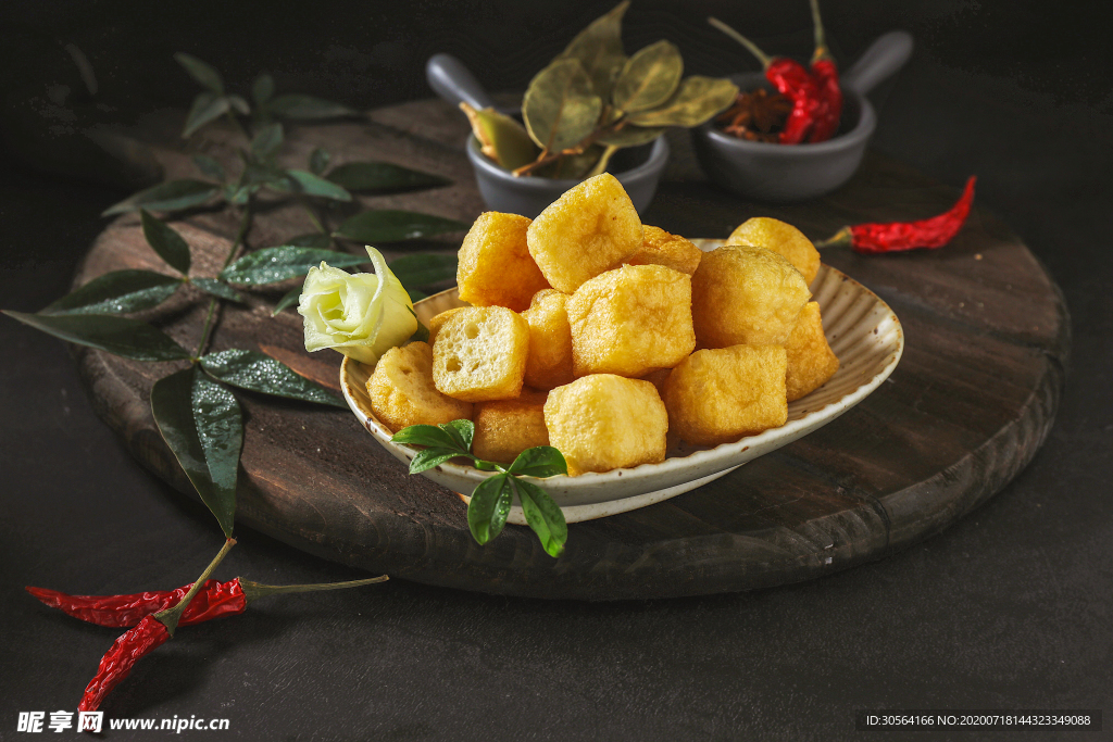 面筋油豆腐食物食材背景素材