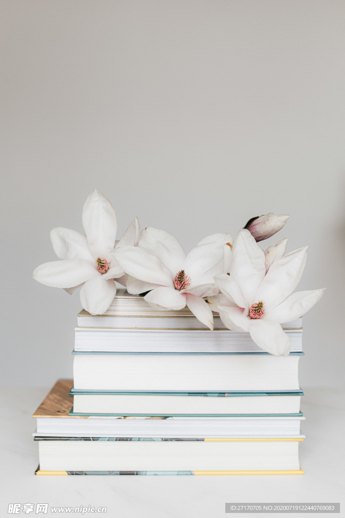 花儿与书籍简约摆设