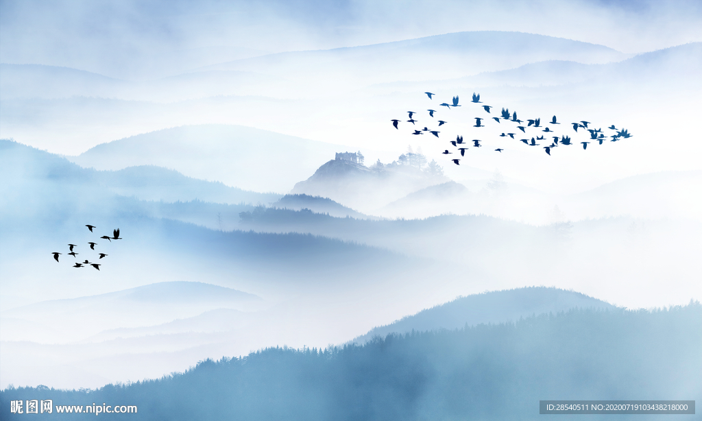 新中式水墨山水图片