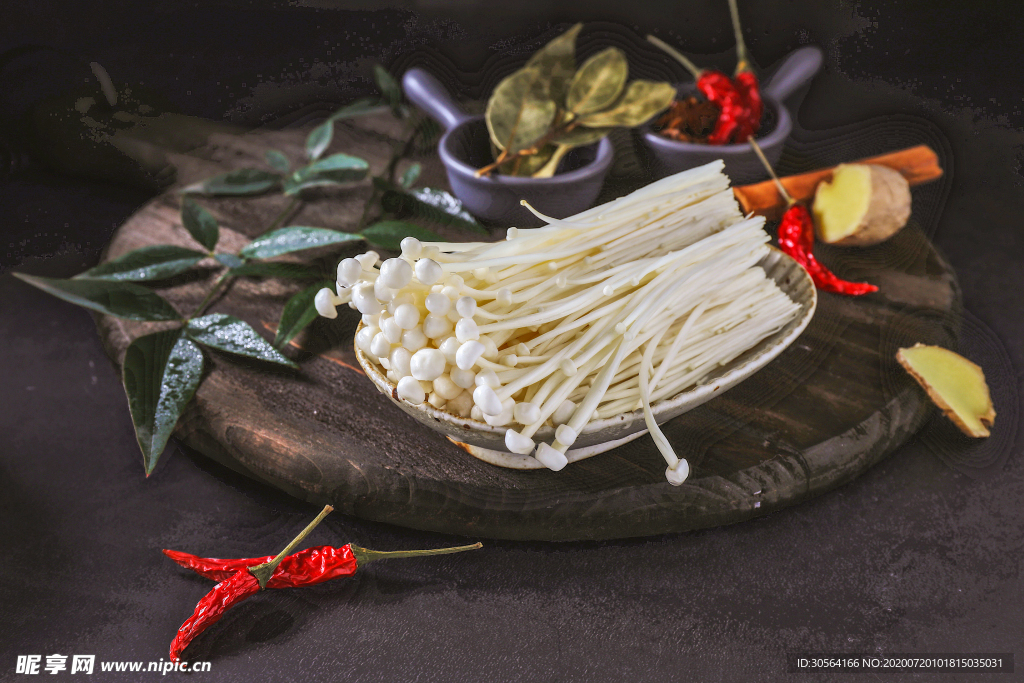 金针菇火锅美食食材背景素材