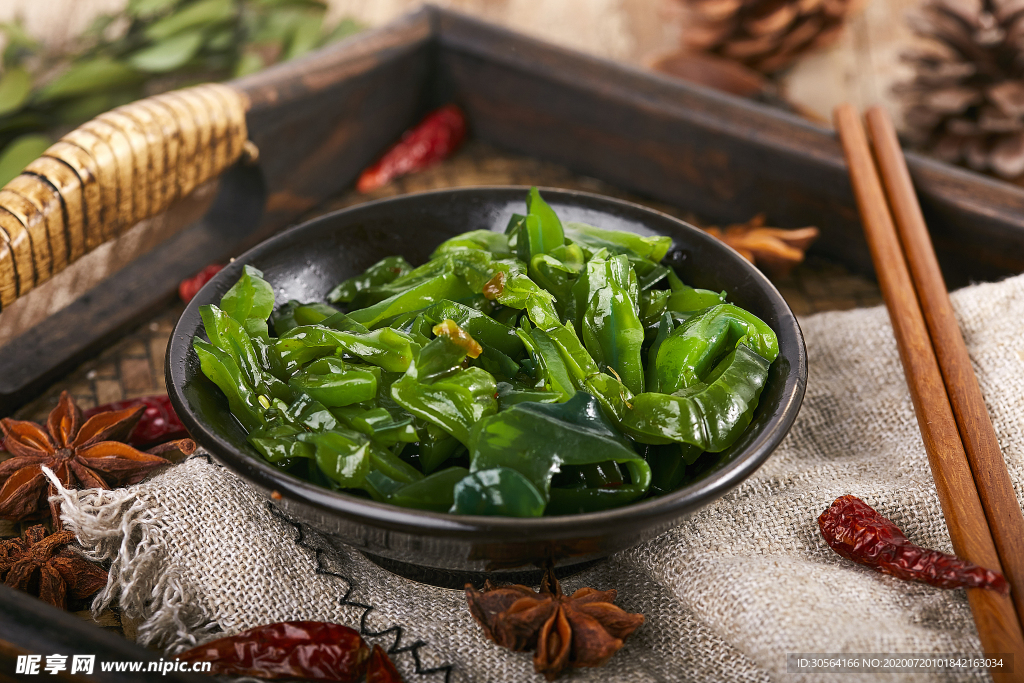 凉菜海带丝美食食材背景素材