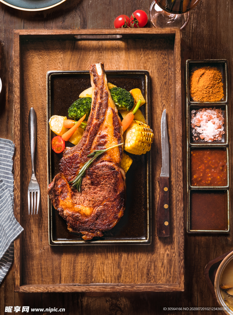 战斧牛排美食食材背景素材