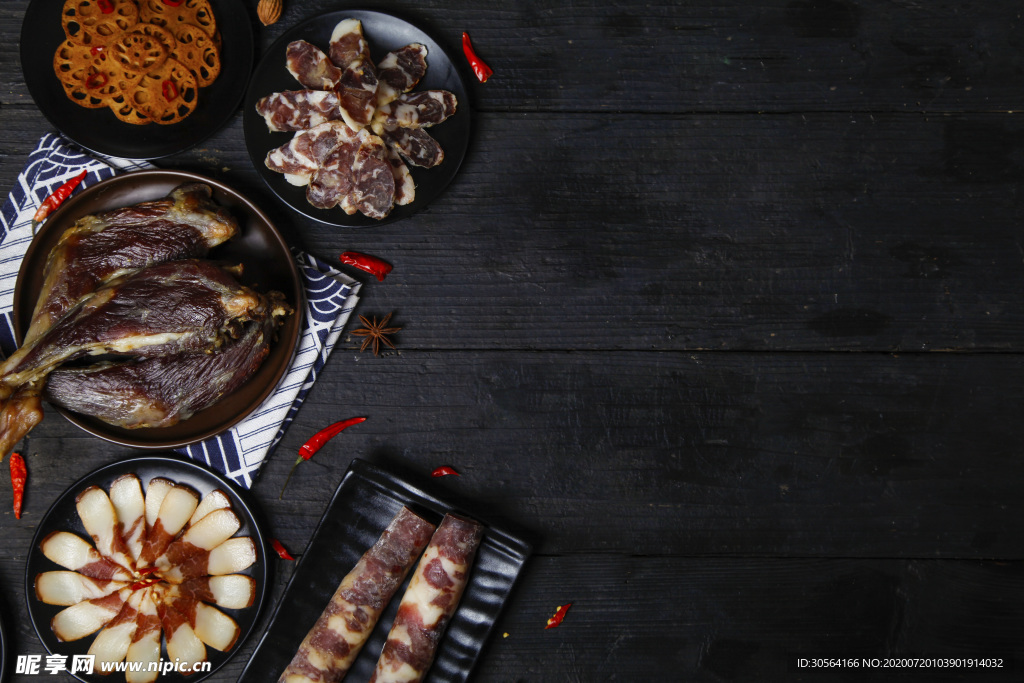 腊肉留白美食食材背景素材