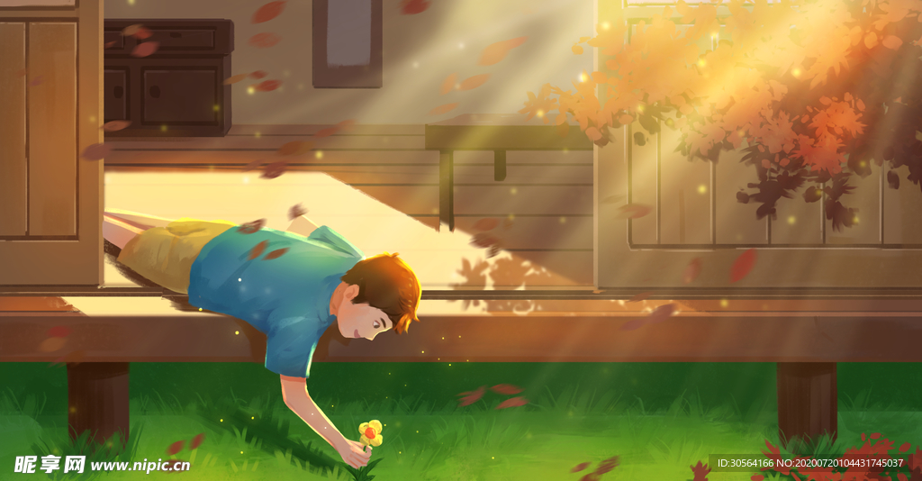 夏季人物男孩插画卡通素材