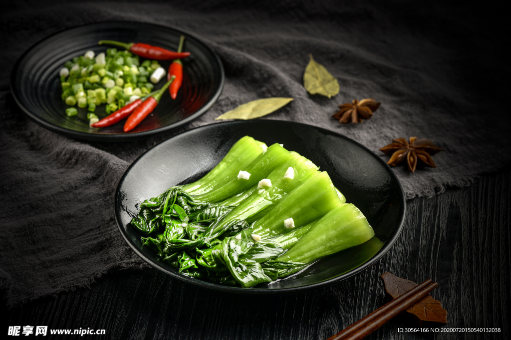 蒜蓉青菜美食食材餐饮背景素材