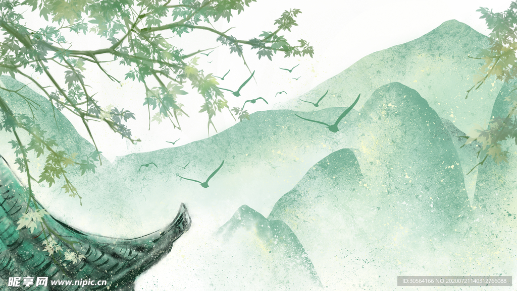 凉亭古风国风传统背景素材