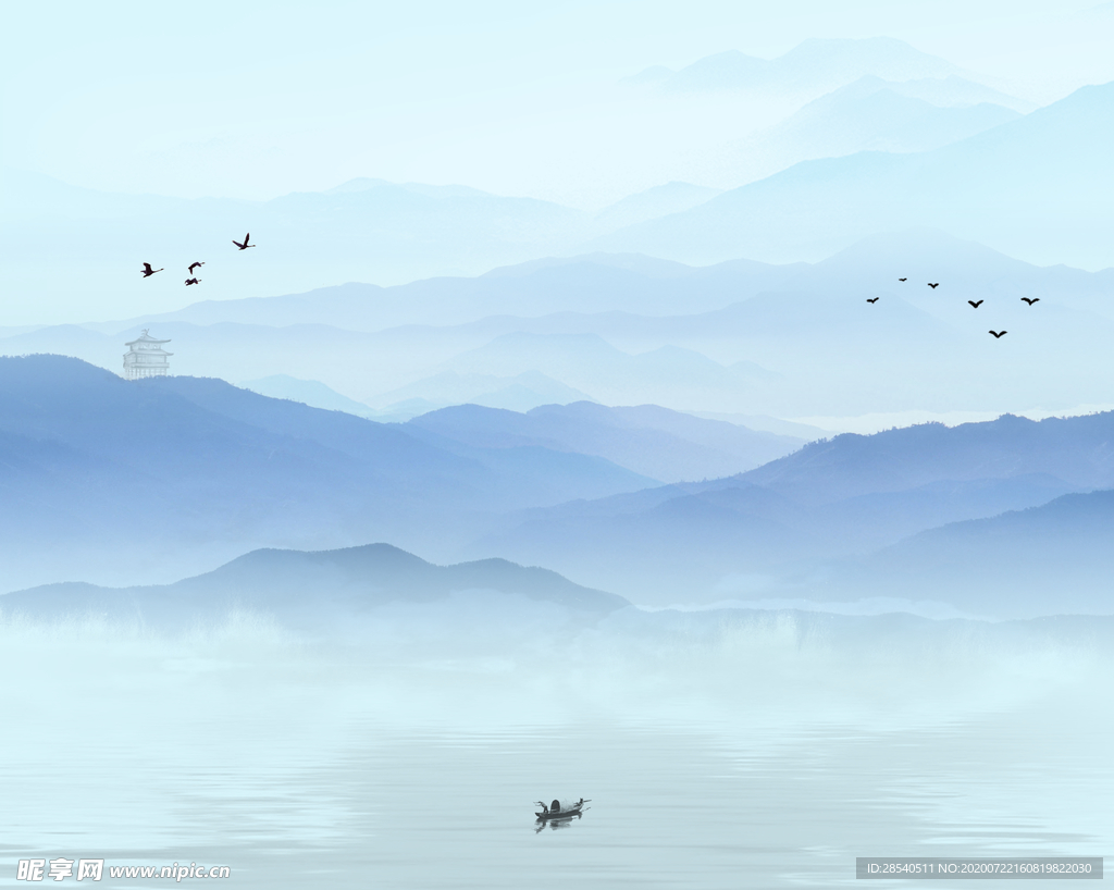 新中式水墨山水图片