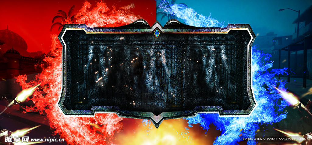 冰火游戏标题主题插画背景素材