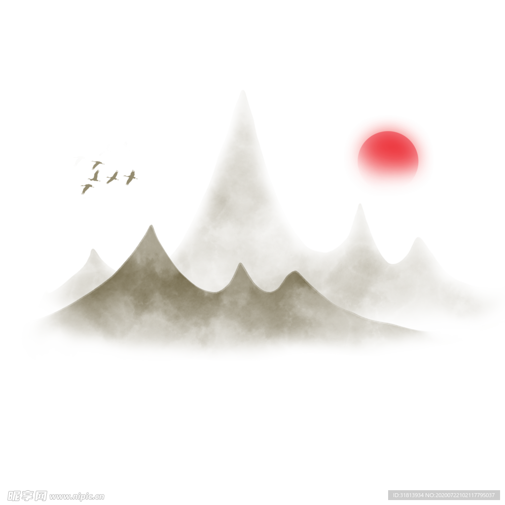 古风描金水墨山水