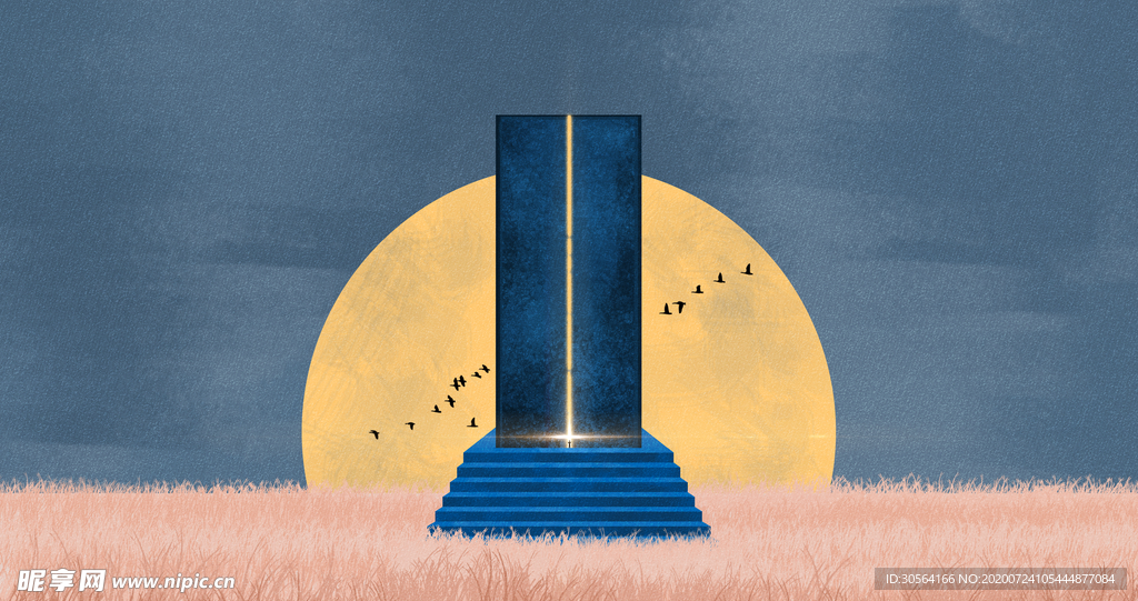 地产传统复古插画背景素材