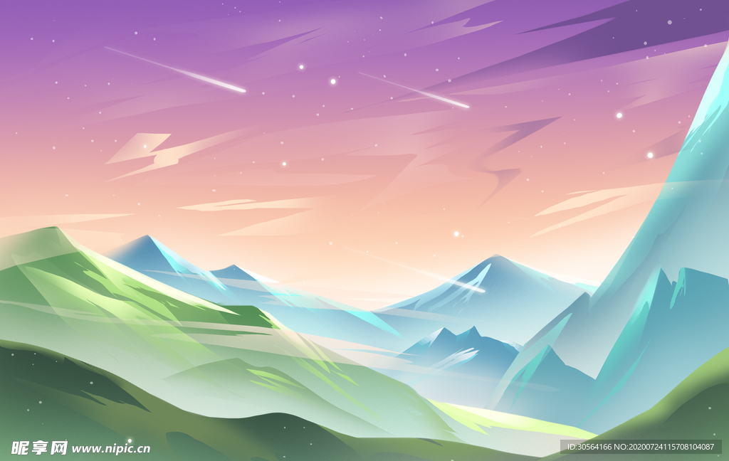 山水古风传统国风插画素材