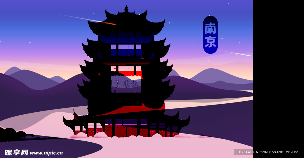 城市宫殿建筑立体插画背景素材