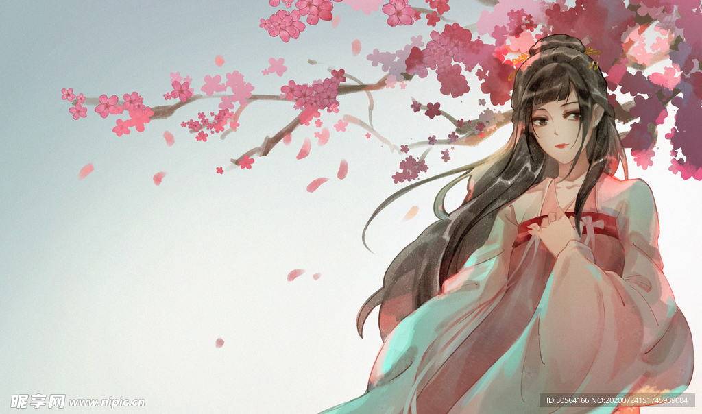 女性人物国风古风插画背景素材