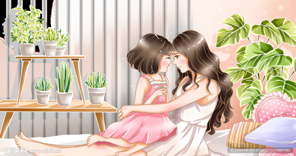 母亲节插画卡通清新背景素材