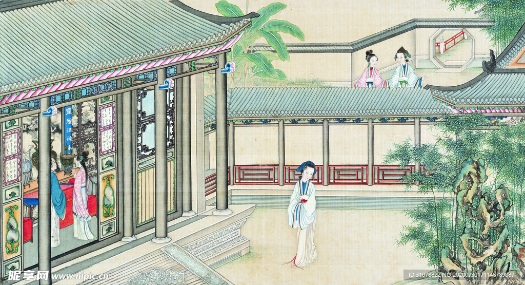 古代市井工笔画