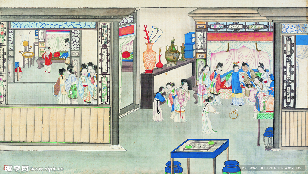 古代市井工笔画