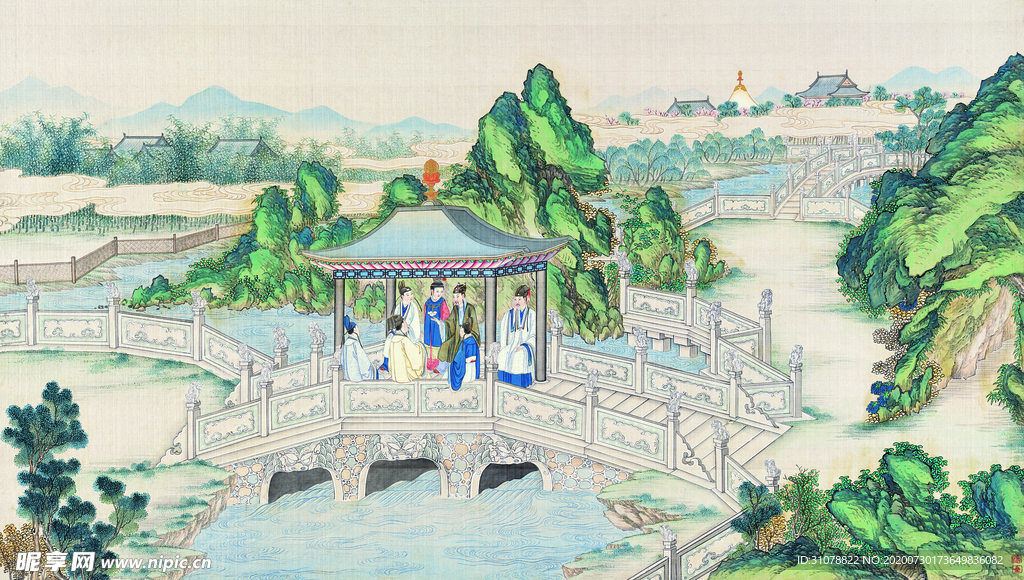 古代市井工笔画