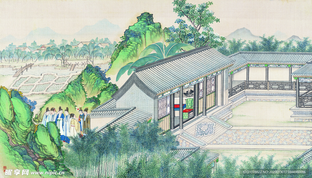 古代市井工笔画