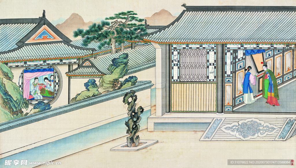 古代市井工笔画